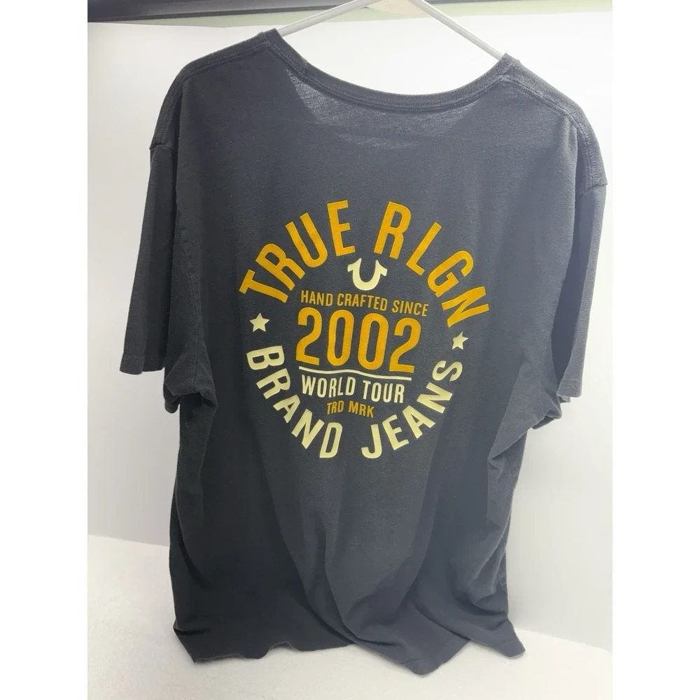 True Religion World‎ Tour Logo T Shirt Mens XXL Black Graphic Tee